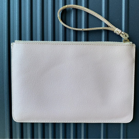 Lululemon Light Pink Clutch Wristlet Pouch Gold Logo Polyvinyl Zipper Pull - Picture 7 of 15